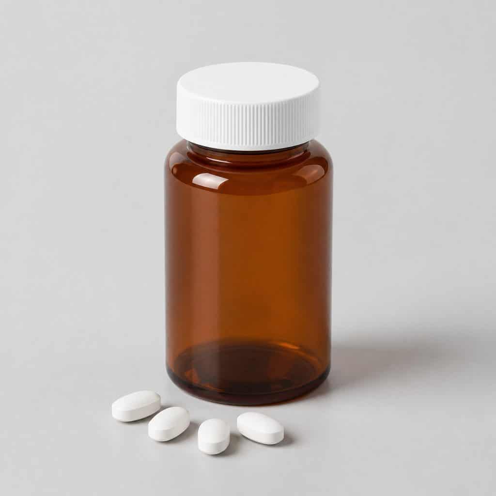 Flacon ambré de comprimés à la glucosamine et au MSM pour chien