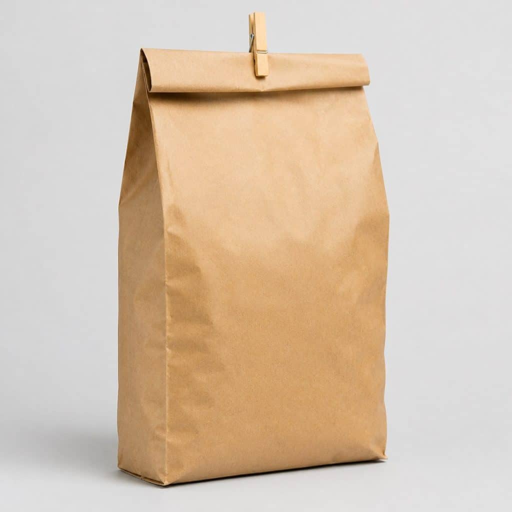 Sac de croquettes pour chat de 10 kg refermé par une pince, sur fond neutre