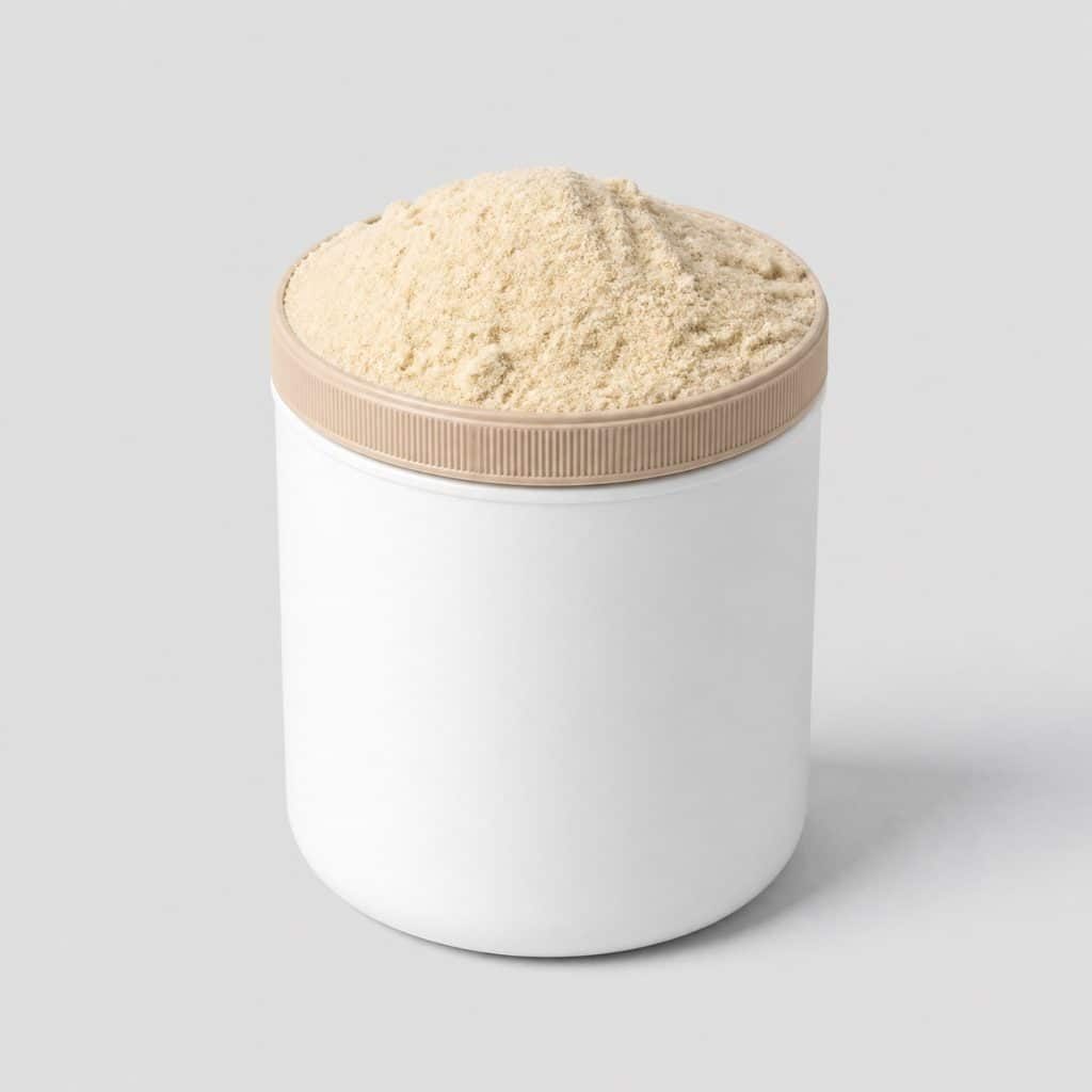 Pot de levure de bière et zinc pour chien en poudre beige, couvercle fermé