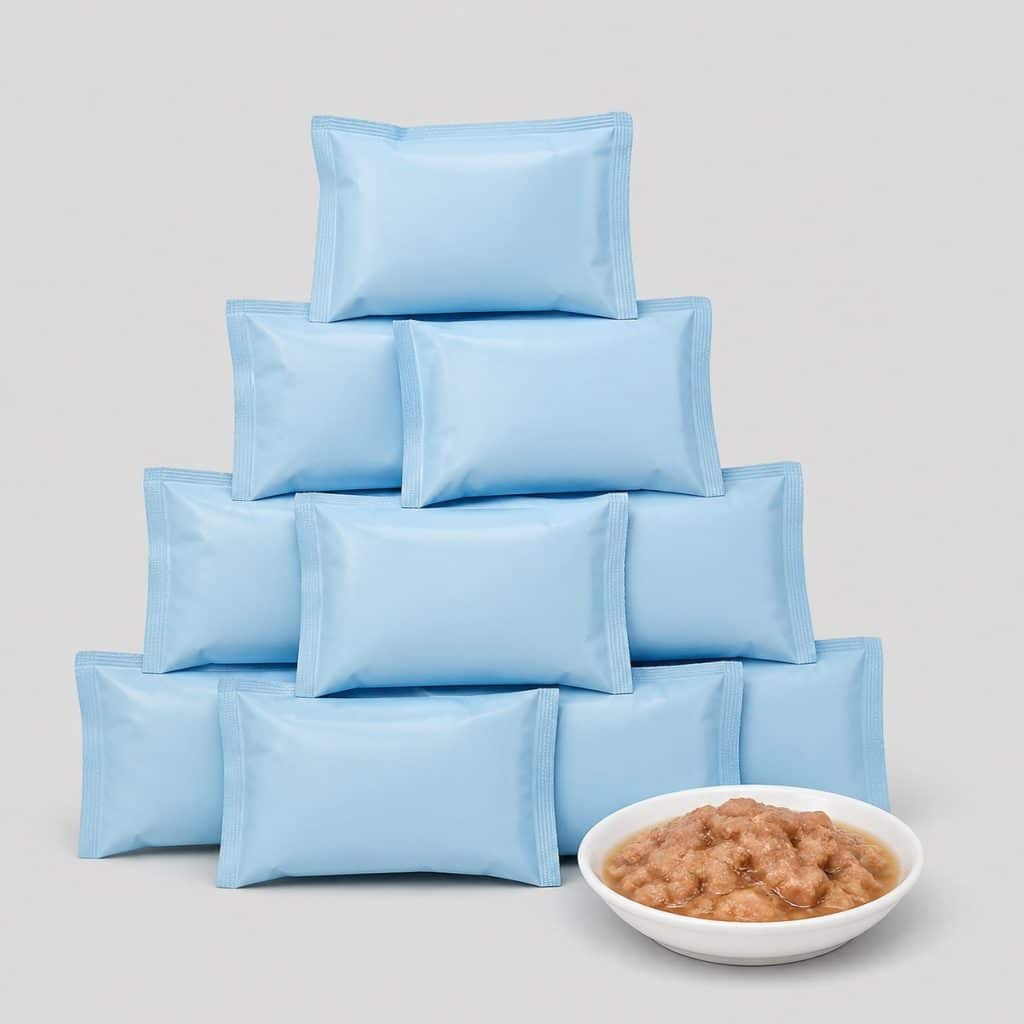 Lot de sachets de nourriture humide pour chat stérilisé et coupelle de morceaux en sauce