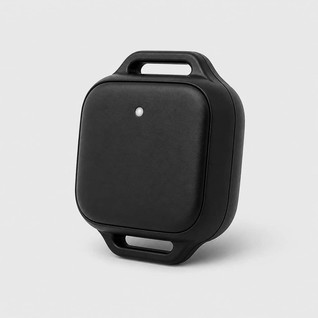 Boîtier de localisation noir pour collier de chat, vu seul
