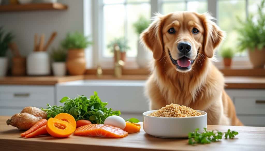 découvrez les nutriments essentiels à la santé de votre chien : protéines, lipides, glucides, vitamines, minéraux et eau.